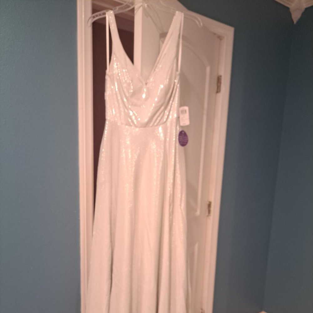White/Silver Maxi Formal Dress